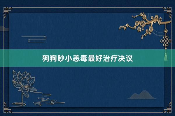 狗狗眇小恙毒最好治疗决议