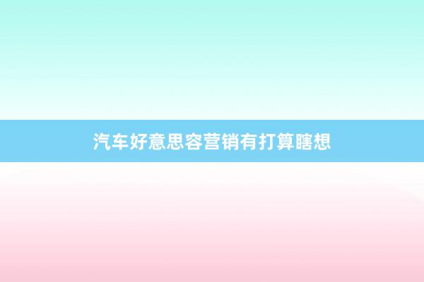 汽车好意思容营销有打算瞎想